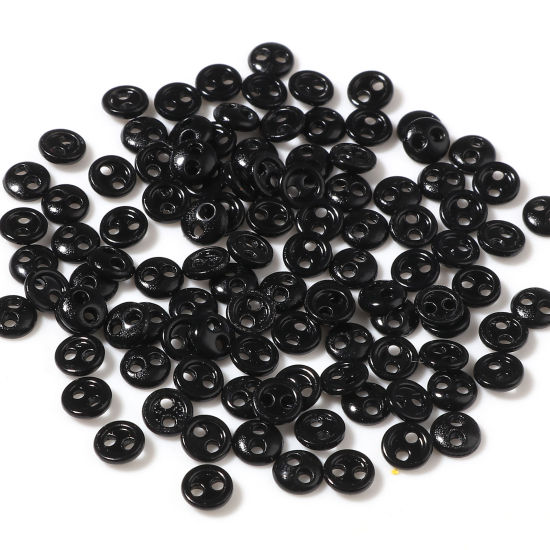 亜鉛合金 縫製ボタン 2つ穴 黒 円形 3mm 50 個 の画像