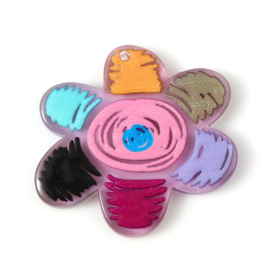 Imagen de Resina Colgantes Flor Multicolor 3.5cm x 2.8cm, 10 Unidades