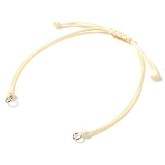 Image de Bracelets Semi-finis pour la Fabrication de Bijoux Faits à la Main Accessoires Tressé en Polyester Argent Mat Beige Réglable 13.5cm - 14.5cm long, 5 Pièces