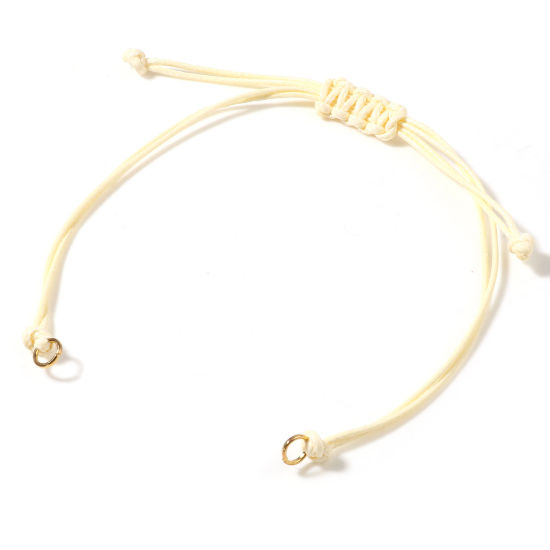Image de Bracelets Semi-finis pour la Fabrication de Bijoux Faits à la Main Accessoires Tressé en Polyester Doré Beige Réglable 13.5cm - 14.5cm long, 5 Pièces