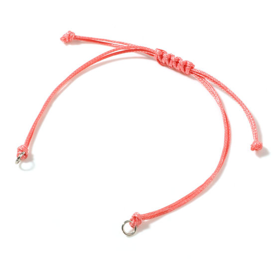Image de Bracelets Semi-finis pour la Fabrication de Bijoux Faits à la Main Accessoires Tressé en Polyester Argent Mat Rose Réglable 13.5cm - 14.5cm long, 5 Pièces