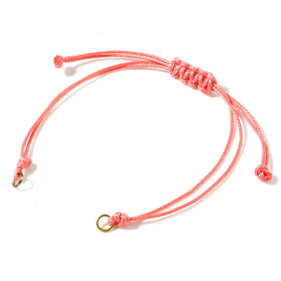 Image de Bracelets Semi-finis pour la Fabrication de Bijoux Faits à la Main Accessoires Tressé en Polyester Doré Rose Réglable 13.5cm - 14.5cm long, 5 Pièces
