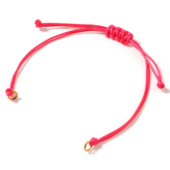 Image de Bracelets Semi-finis pour la Fabrication de Bijoux Faits à la Main Accessoires Tressé en Polyester Doré Fuchsia Réglable 13.5cm - 14.5cm long, 5 Pièces