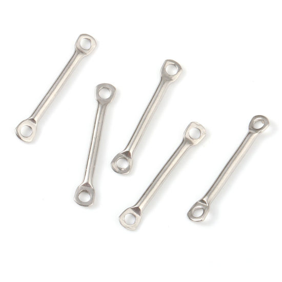 Imagen de 304 Acero Inoxidable Conectores Rectángulo Tono de Plata 15mm x 2mm, 30 Unidades