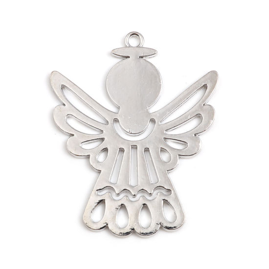 Immagine di Lega di Zinco Religione Ciondoli Angelo Tono Argento 57mm x 47mm , 2 Pz