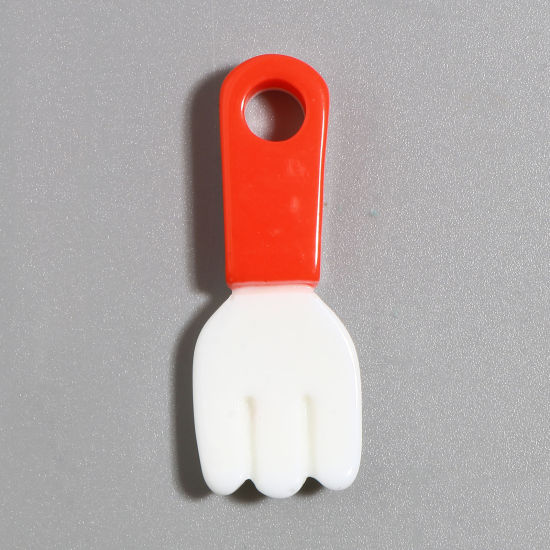 樹脂 ペンダント フォーク 赤 35mm x 14mm、 10 個 の画像