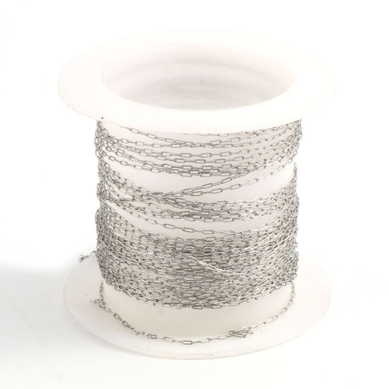Image de 5 M Chaîne Maille Forçat Accessoires pour la Fabrication de Bijoux Faits à la Main en Acier Inoxydable Ovale Argent Mat 2.2x0.8mm 