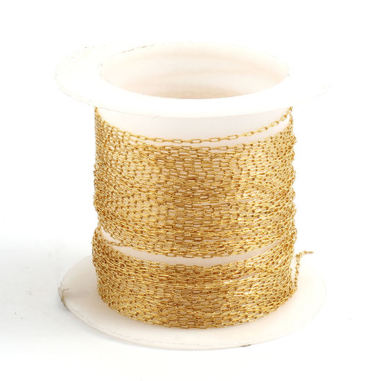 Image de 5 M Chaîne Maille Forçat Accessoires pour la Fabrication de Bijoux Faits à la Main en Acier Inoxydable Ovale Doré 2.2x0.8mm 