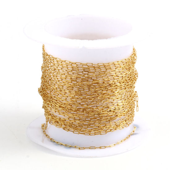 Image de 5 M Chaîne Maille Forçat Accessoires pour la Fabrication de Bijoux Faits à la Main en Acier Inoxydable Ovale Doré 2.5x1mm 