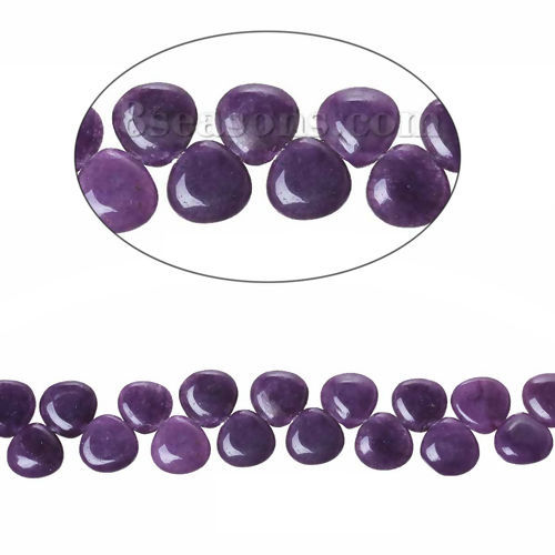 Image de Perles en Agate (Naturel/Teint) Goutte d'Eau Violet Foncé 13mm x 13mm, Taille de Trou: 1.2mm, 36.9cm long, 1 Enfilade 