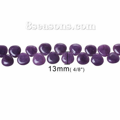 Image de Perles en Agate (Naturel/Teint) Goutte d'Eau Violet Foncé 13mm x 13mm, Taille de Trou: 1.2mm, 36.9cm long, 1 Enfilade 
