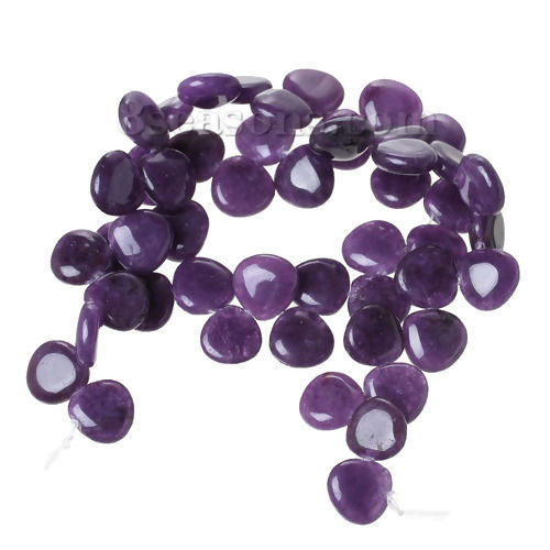 Image de Perles en Agate (Naturel/Teint) Goutte d'Eau Violet Foncé 13mm x 13mm, Taille de Trou: 1.2mm, 36.9cm long, 1 Enfilade 