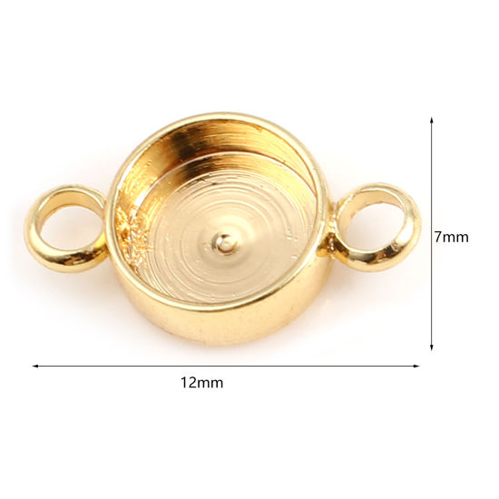 真鍮 コネクター 18K リアルゴールドメッキ 円形 台座付 ( 6mmに合う) 12mmx 7mm、 5 個 の画像