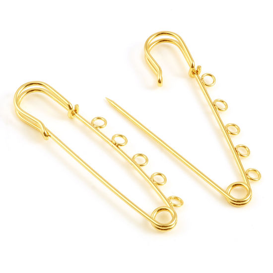 Image de Apprêts de Broches en Laiton 18k Or Rempli 70mm x 19mm, 2 Pcs                                                                                                                                                                                                 