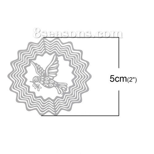 304ステンレス鋼 ハンドメイド フィリグリー  透かしパーツ  円形 シルバートーン ピジョン柄 50mm x 49mm、 10 個 の画像