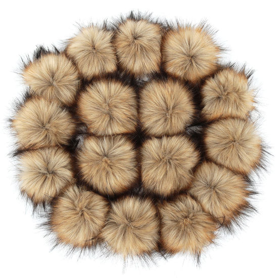 Image de Pompon en Polyester & Acrylique avec Bande de Caoutchouc Multicolore Rond 8cm Dia., 1 Paquet （ 16 Pcs/Paquet)