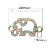 Picture of Zinc Metal Alloy Connectors Findings Elephant Animal Light Golden Clear Rhinestone Mint Green & Light Pink Enamel 20mm x 11mm, 5 PCs