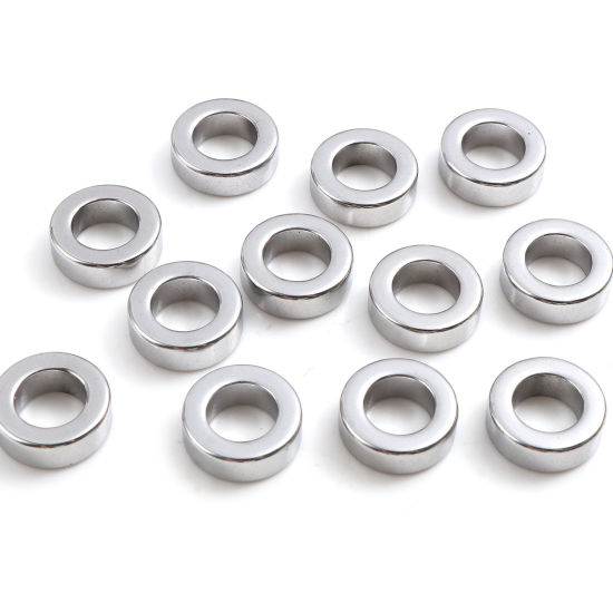 ヘマタイト ビーズ 環状 シルバートーン 約 12mm 直径、 穴: 約 7.1mm、 2 個 の画像