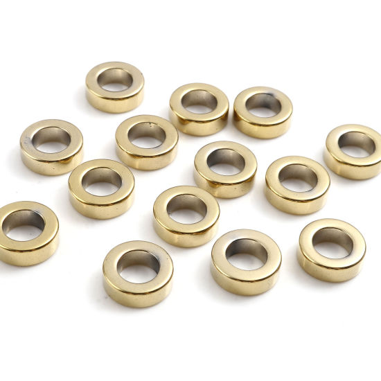 ヘマタイト ビーズ 環状 ライトゴールド 約 12mm 直径、 穴: 約 7.1mm、 2 個 の画像