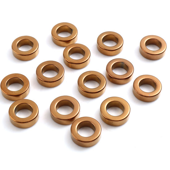 ヘマタイト ビーズ 環状 ゴールデンブラウン 約 12mm 直径、 穴: 約 7.1mm、 2 個 の画像