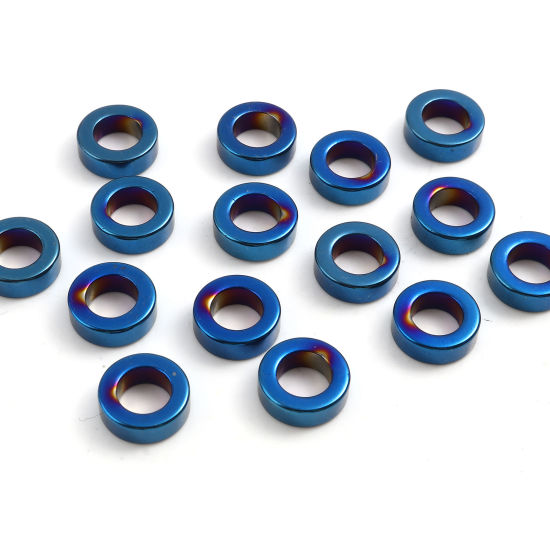 ヘマタイト ビーズ 環状 紺碧 約 12mm 直径、 穴: 約 7.1mm、 2 個 の画像