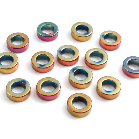 ヘマタイト ビーズ 環状 多色 約 12mm 直径、 穴: 約 7.1mm、 2 個 の画像