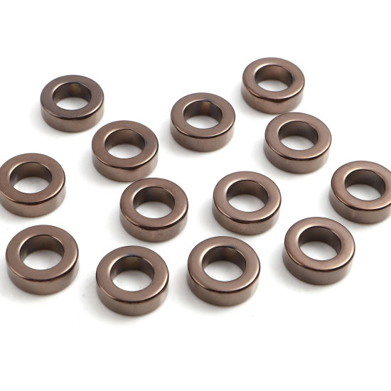 ヘマタイト ビーズ 環状 ダークコーヒー 約 14mm 直径、 穴: 約 8.4mm、 2 個 の画像