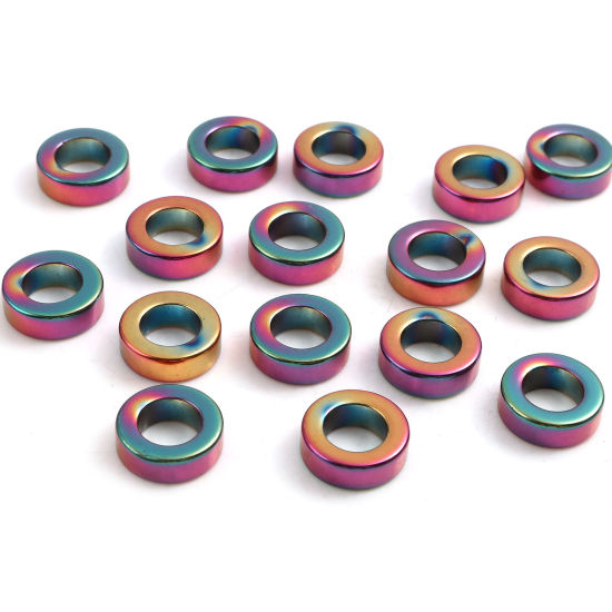ヘマタイト ビーズ 環状 多色 約 14mm 直径、 穴: 約 8.4mm、 2 個 の画像