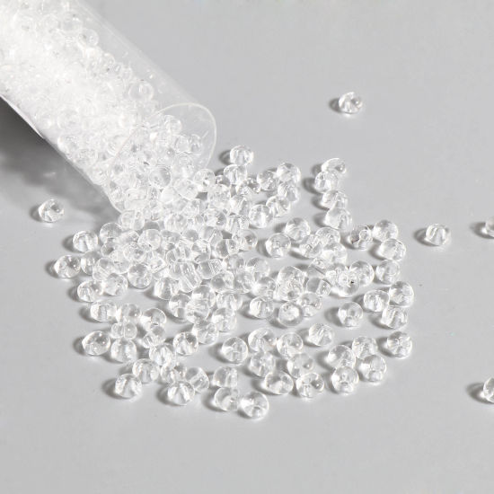 Imagen de Vidrio Semilla Cuentas Transparente Óvalo 4mm x 3.5mm, Agujero: 1mm, 1 Botella