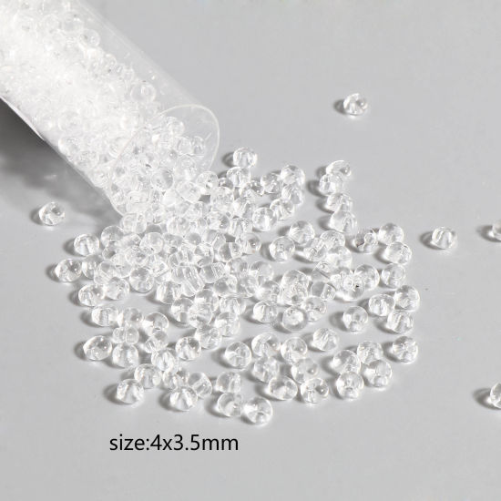 Imagen de Vidrio Semilla Cuentas Transparente Óvalo 4mm x 3.5mm, Agujero: 1mm, 1 Botella