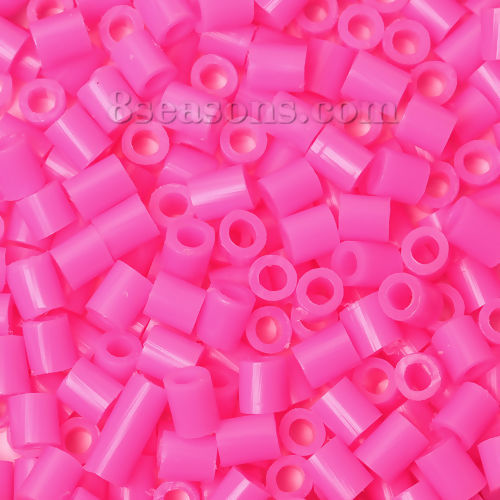 Image de Perles Fuse à Repasser Colonne Fuchsia 5mm x 5mm, 1000 Pcs