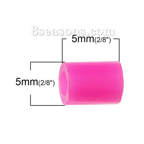 Image de Perles Fuse à Repasser Colonne Fuchsia 5mm x 5mm, 1000 Pcs