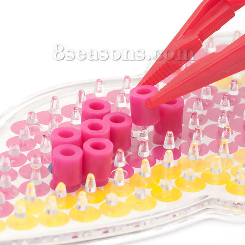 Image de Perles Fuse à Repasser Colonne Fuchsia 5mm x 5mm, 1000 Pcs