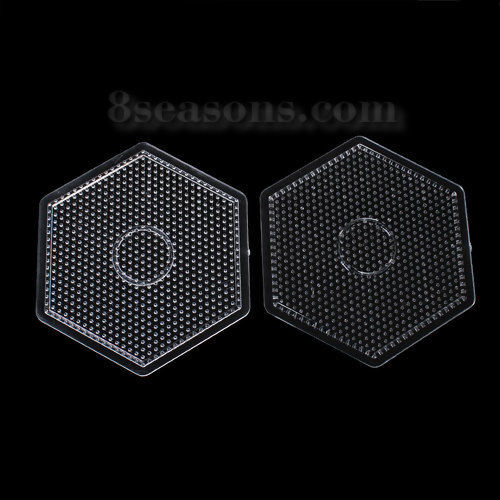 Image de Plaque pour Perles Fuse à Repasser en Plastique Hexagone Transparent 16.3cm x 14.3cm , 1 Pièce