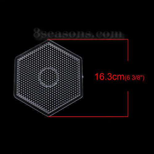 Image de Plaque pour Perles Fuse à Repasser en Plastique Hexagone Transparent 16.3cm x 14.3cm , 1 Pièce