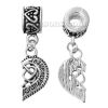 Picture of Zinc Metal Alloy European Style Large Hole Charm Dangle Beads Half Broken Heart Antique Silver Color Message " Grandmother " Carved Hollow 35mm x 11mm, 2 PCs
