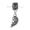 Picture of Zinc Metal Alloy European Style Large Hole Charm Dangle Beads Half Broken Heart Antique Silver Color Message " Granddaughter " Carved Hollow 35mm x 11mm, 2 PCs
