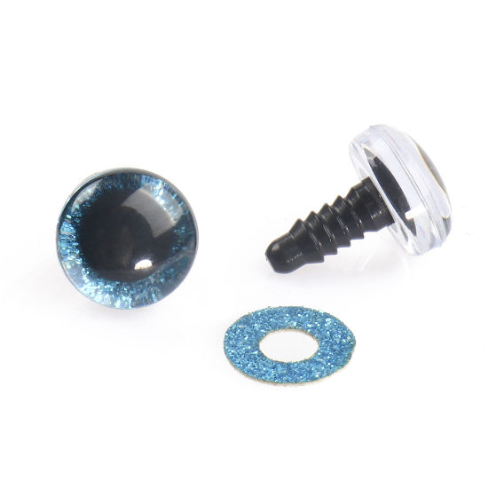 Image de Accessoires de Jouet de Bricolage Artisanal en Plastique Bleu œil Paillettes 12mm Dia., 20 Kits