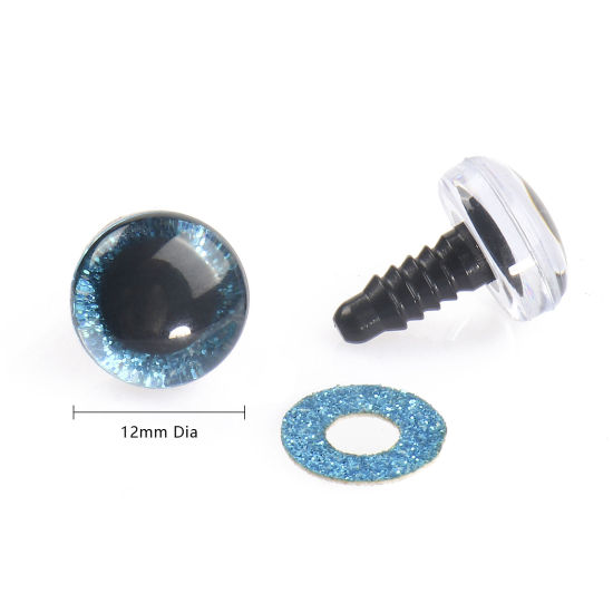 Image de Accessoires de Jouet de Bricolage Artisanal en Plastique Bleu œil Paillettes 12mm Dia., 20 Kits