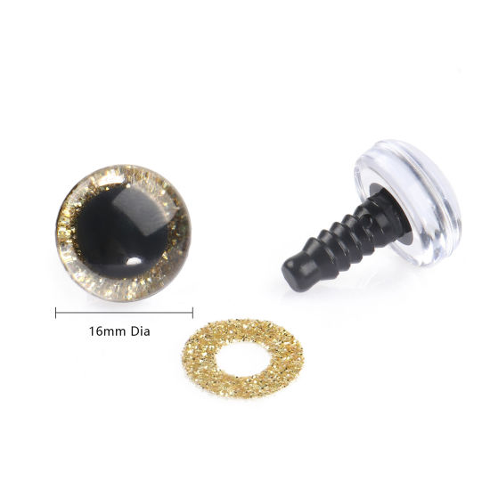 Image de Accessoires de Jouet de Bricolage Artisanal en Plastique Or œil Paillettes 16mm Dia., 20 Kits