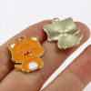 Picture of Zinc Based Alloy Charms Tiger Animal Gold Plated Orange Enamel 24mm x 18mm, 10 PCs