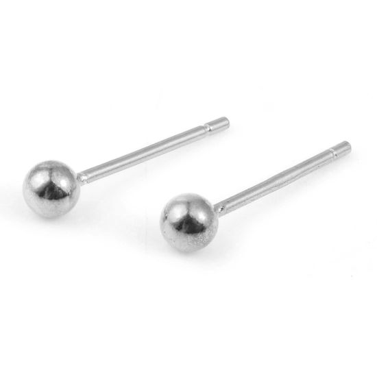 スターリングシルバー イヤリング パーツ ボール シルバー 3mm 直径、 ポスト/ワイヤーサイズ： （21号） 、 1 g の画像