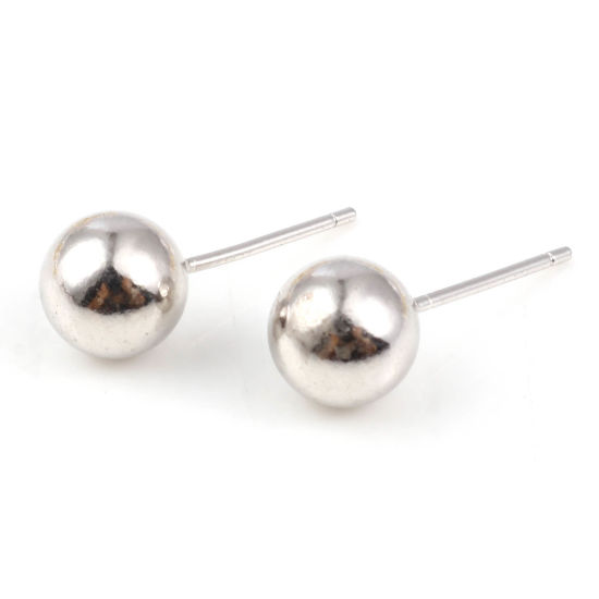 スターリングシルバー イヤリング パーツ ボール シルバー 7mm 直径、 ポスト/ワイヤーサイズ： 0.75mm 、 1 g の画像