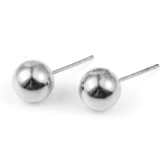 スターリングシルバー イヤリング パーツ ボール シルバー 8mm 直径、 ポスト/ワイヤーサイズ： 0.75mm 、 1 g の画像