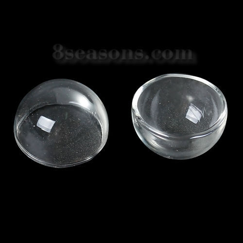 Image de Cabochons d'Embellissement en Verre Demi-Rond Transparent 25mm x15mm, 2 Pcs