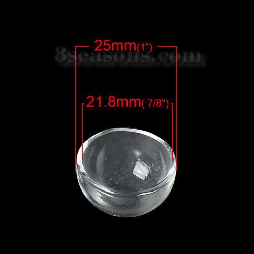 Image de Cabochons d'Embellissement en Verre Demi-Rond Transparent 25mm x15mm, 2 Pcs