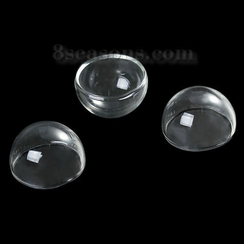 Image de Cabochons d'Embellissement en Verre Demi-Rond Transparent 25mm x15mm, 2 Pcs