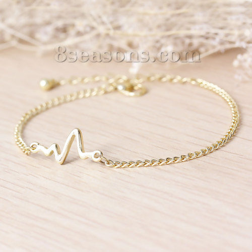 Image de Nouvelle Tendance Bracelets en Alliage de Zinc de single nœud  Or Clair, Electrocardiogramme, Longueur: 17.5cm, 1 Pièce