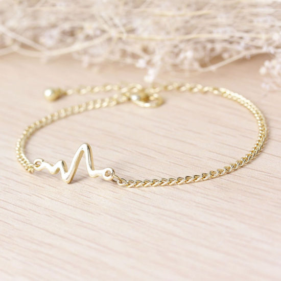 Image de Nouvelle Tendance Bracelets en Alliage de Zinc de single nœud  Or Clair, Electrocardiogramme, Longueur: 17.5cm, 1 Pièce