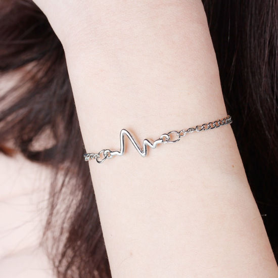 Image de Nouvelle Tendance Bracelets en Alliage de Zinc de single nœud  Or Clair, Electrocardiogramme, Longueur: 17.5cm, 1 Pièce
